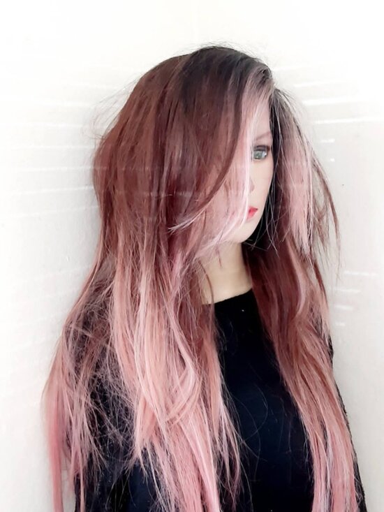 Long Layered Pink Ombre Wig main image 4